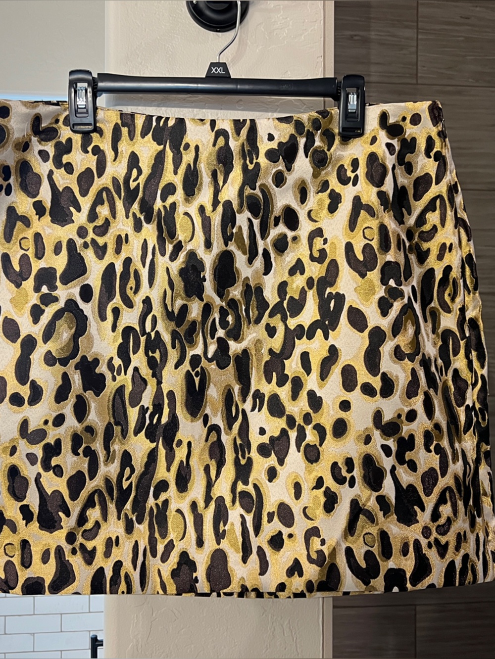 Nine West Leopard Print Mini Skirt in Gold, Dark Brown, Cream and Black